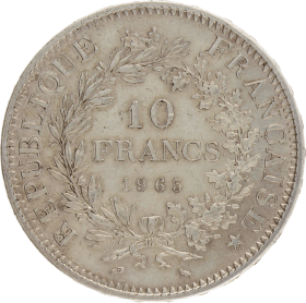 Moneda Francia 10 Francs Hércules Plata 1965 24,96 g