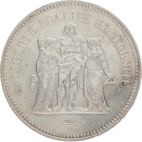 Moneda Francia 50 Francs Hércules Plata 1974 30,10 g