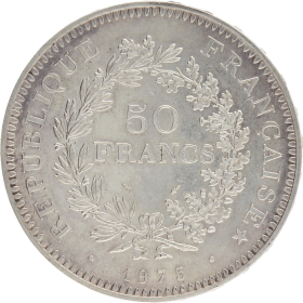 Moneda Francia 50 Francs Hércules Plata 1975 30,01 g