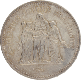 Moneda Francia 50 Francs Hércules Plata 1977 29,87 g