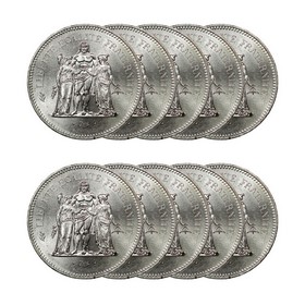 Lote 10 Monedas de 50 Francos de Francia 300 g