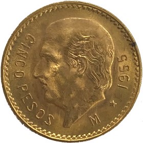 Moneda México 5 Pesos Oro 1955 4,16 g