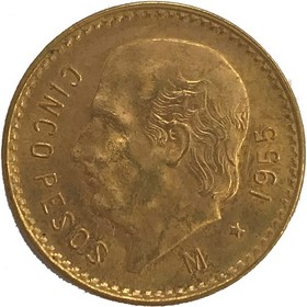 Moneda México 5 Pesos Oro 1955 4,16 g