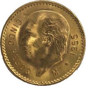 Moneda México 5 Pesos Oro 1955 4,17 g