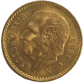 Moneda México 5 Pesos Oro 1955 4,20 g