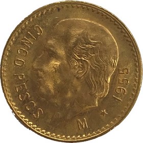 Moneda México 5 Pesos Oro 1955 4,20 g