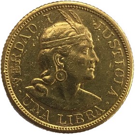 Moneda Perú Una Libra Oro 1964 7,99 g