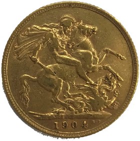 Moneda Reino Unido Soberano de 1 Libra Oro 1904 7,96 g