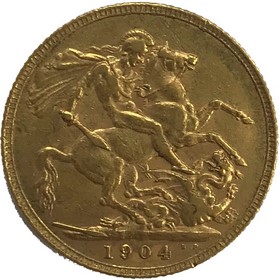 Moneda Reino Unido Soberano de 1 Libra Oro 1904 7,96 g