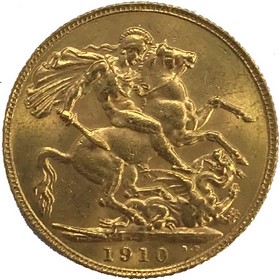 Moneda Reino Unido Soberano de 1 Libra Oro 1910 7,99 g