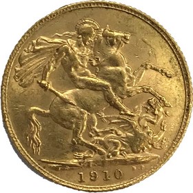 Moneda Reino Unido Soberano de 1 Libra Oro 1910 7,98 g
