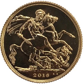 Moneda Reino Unido Soberano de 1 Libra Oro 2016 8 g