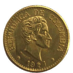 Moneda Colombia 5 Pesos Oro 1927 7,99 g