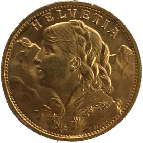 Moneda Suiza 20 Francos Oro 1935 6,46 g