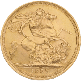 Moneda Reino Unido 1 Libra Soberano Oro 1957 7,98 g