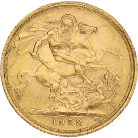 Moneda Reino Unido 1 Libra Soberano Oro 1958 7,97 g