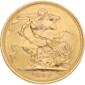 Moneda Reino Unido 1 Libra Soberano Oro 1962 7,97 g