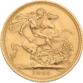 Moneda Reino Unido 1 Libra Soberano Oro 1964 7,98 g