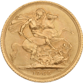 Moneda Reino Unido 1 Libra Soberano Oro 1965 8 g