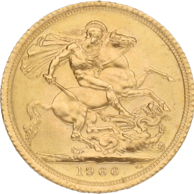 Moneda Reino Unido 1 Libra Soberano Oro 1966 7,98 g