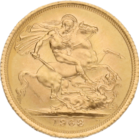 Moneda Reino Unido 1 Libra Soberano Oro 1968 7,98 g