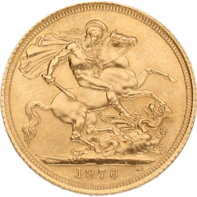 Moneda Reino Unido 1 Libra Soberano Oro 1976 7,98 g