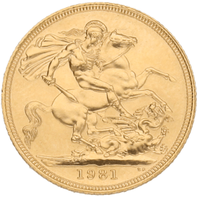 Moneda Reino Unido 1 Libra Soberano Oro 1981 7,99 g