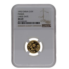 Moneda China 10 Yuans Panda MS 69 Large Date Oro 1992 1/10oz