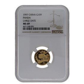 Moneda China 10 Yuans Panda MS 69 Large Date Oro 1997 1/10oz