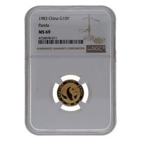 Moneda China 10 Yuans Panda MS 69 Oro 1983 1/10oz