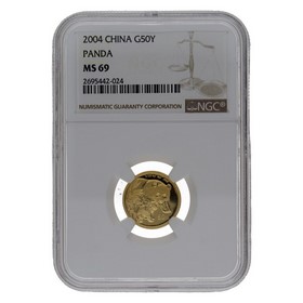 Moneda China 50 Yuans Panda MS 69 Oro 2004 1/10oz
