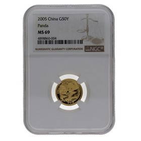 Moneda China 50 Yuans Panda MS 69  Oro 2005 1/10oz