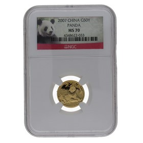 Moneda China 50 Yuans Panda MS 70  Oro 2007 1/10oz