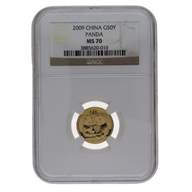 Moneda China 50 Yuans Panda MS 70 Oro 2009 1/10oz