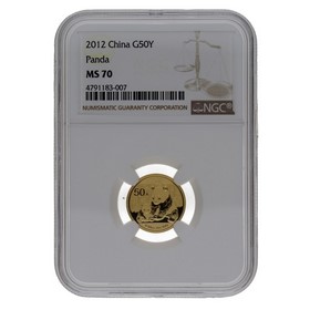 Moneda China 50 Yuans Panda MS 70 Oro 2012 1/10oz