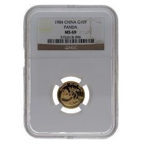 Moneda China 10 Yuans Panda MS 69 Oro 1984 1/10oz