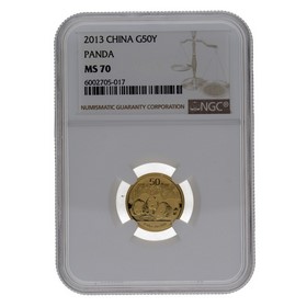 Moneda China 50 Yuans Panda MS 70 Oro 2013 1/10oz