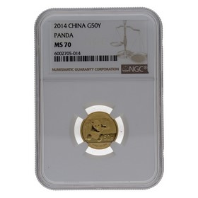 Moneda China 50 Yuans Panda MS 70 Oro 2014 1/10oz