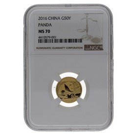 Moneda China 50 Yuans Panda MS 70 Oro 2016 3g