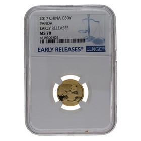 Moneda China 50 Yuans Panda MS 70 Early Releases Oro 2017 3g