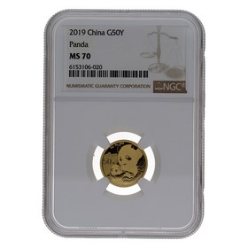 Moneda China 50 Yuans Panda MS 70 Oro 2019 3g