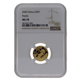 Moneda China 50 Yuans Panda MS 70 Oro 2020 3g