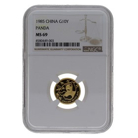 Moneda China 10 Yuans Panda MS 69 Oro 1985 1/10oz