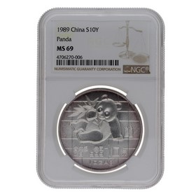 Moneda China 10 Yuans Panda MS 69 Plata 1989 1oz