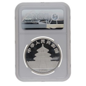 Moneda China 10 Yuans Panda MS 68 Large Date Plata 1990 1oz