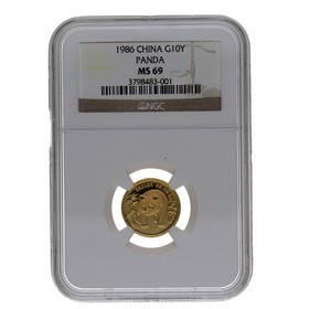 Moneda China 10 Yuans Panda MS 69 Oro 1986 1/10oz