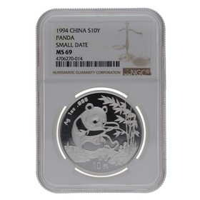 Moneda China 10 Yuans Panda MS 69 Small Date Plata 1994 1oz