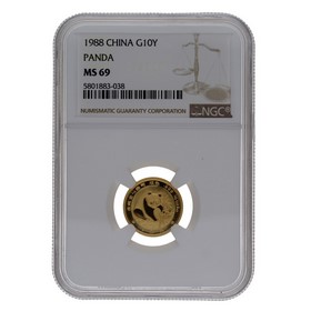 Moneda China 10 Yuans Panda MS 69 Oro 1988 1/10oz