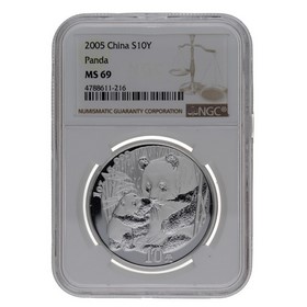 Moneda China 10 Yuans Panda MS 69 Plata 2005 1oz