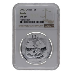 Moneda China 10 Yuans Panda MS 69 Plata 2009 1oz